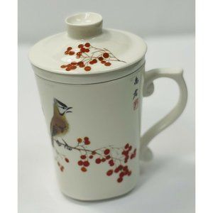 ✅ Teavana Ceramic Mug with Lid & Infuser Birds Ber